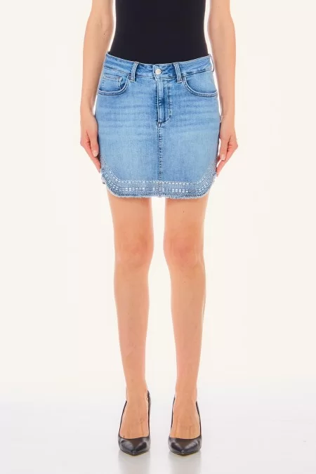 LIU JO BLUE DENIM GONNA MINI B UP FAME REG.W Sostegno trimestrale