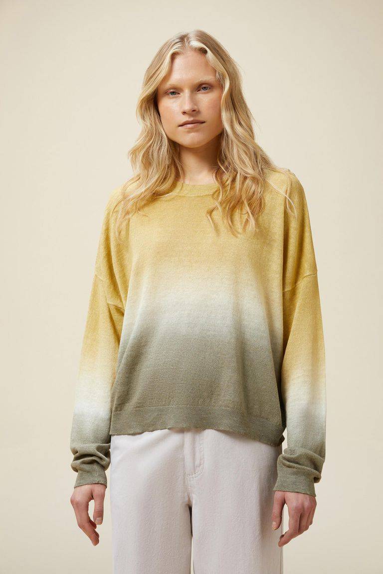 Pomandere Maglione girocollo con tintura degradè Nuova