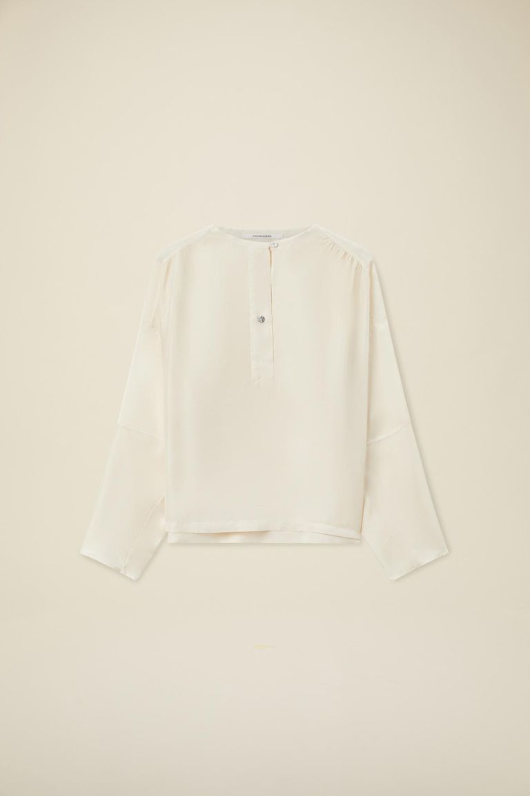 Pomandere Camicia con abbottonatura polo in habutai di seta Promozione