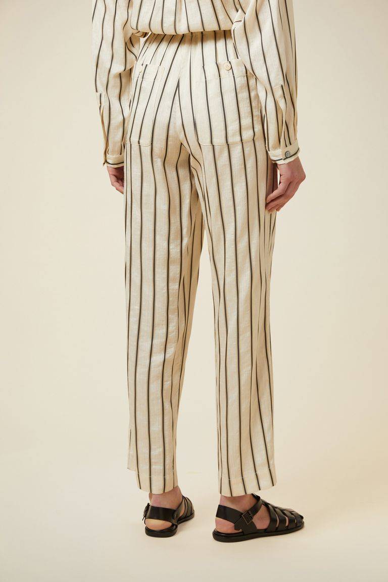 Pomandere Pantalone rigato con elastico in vita e coulisse Saldi