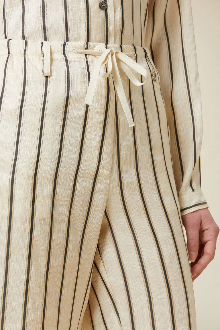 Pomandere Pantalone rigato con elastico in vita e coulisse Saldi