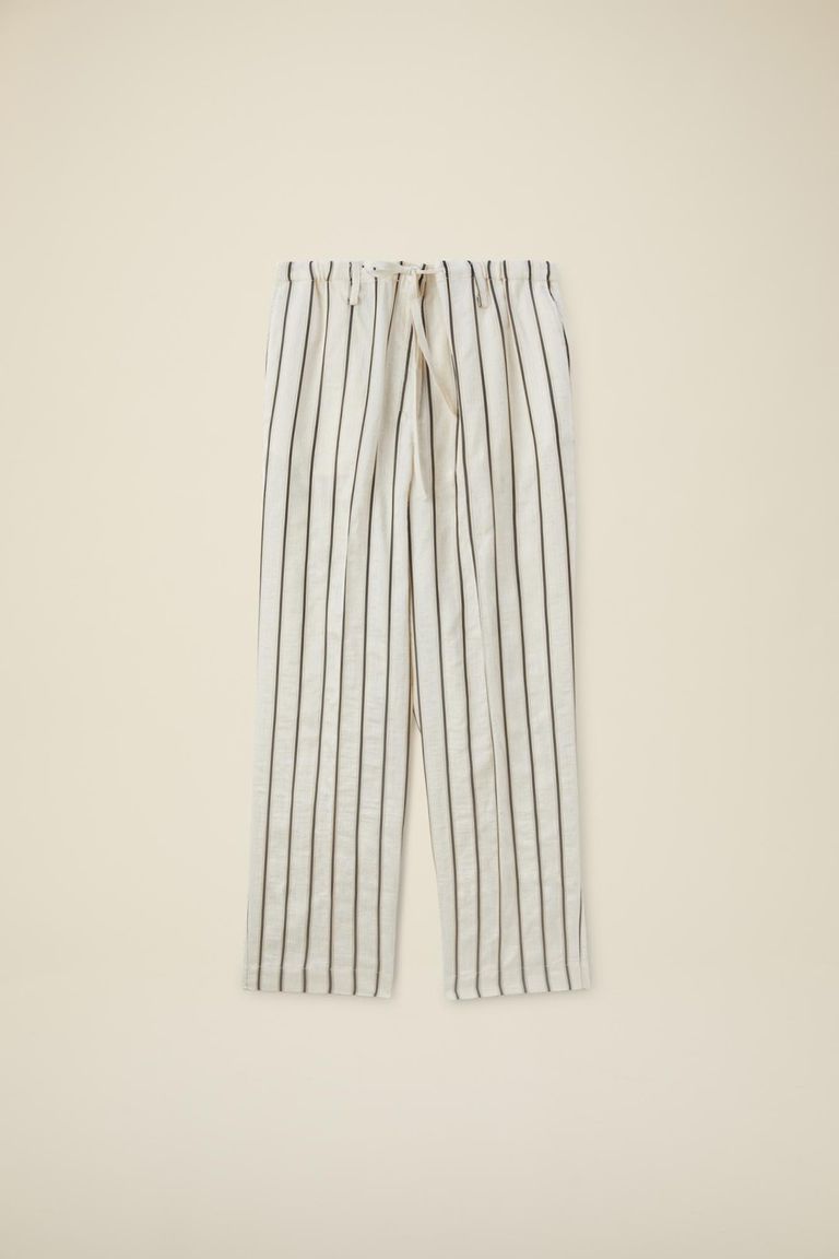 Pomandere Pantalone rigato con elastico in vita e coulisse Saldi