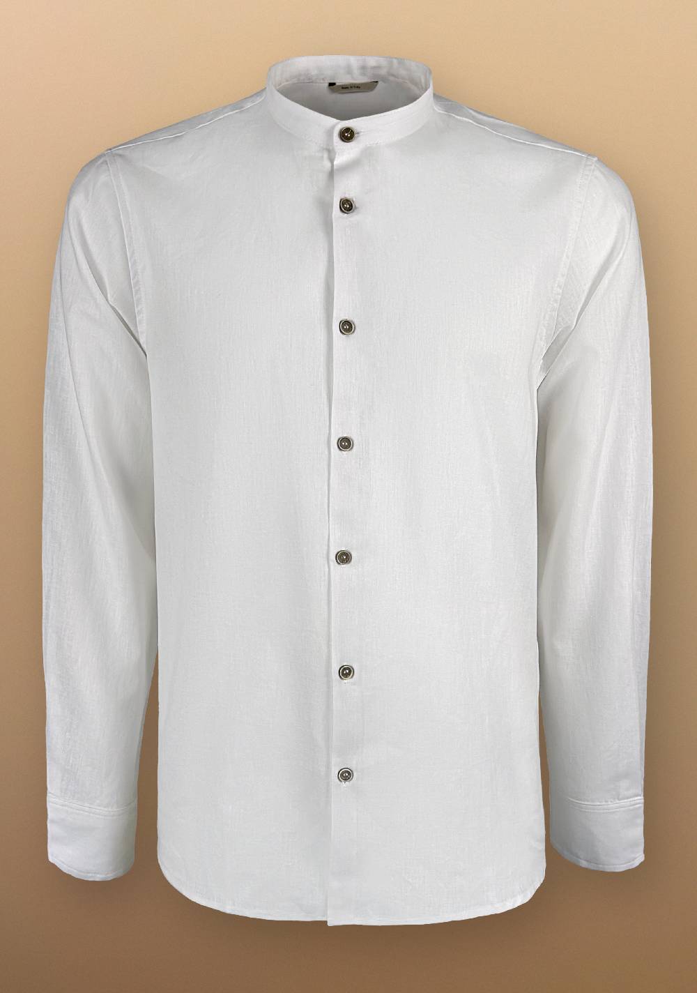 Primo Emporio Camicia Lino Manica Lunga Collo Coreano Prezzo Ridotto