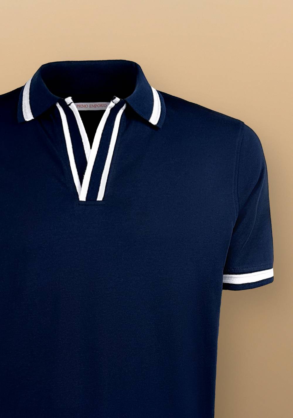 Primo Emporio Polo senza bottoni con riga a contrasto Sconti questo mese