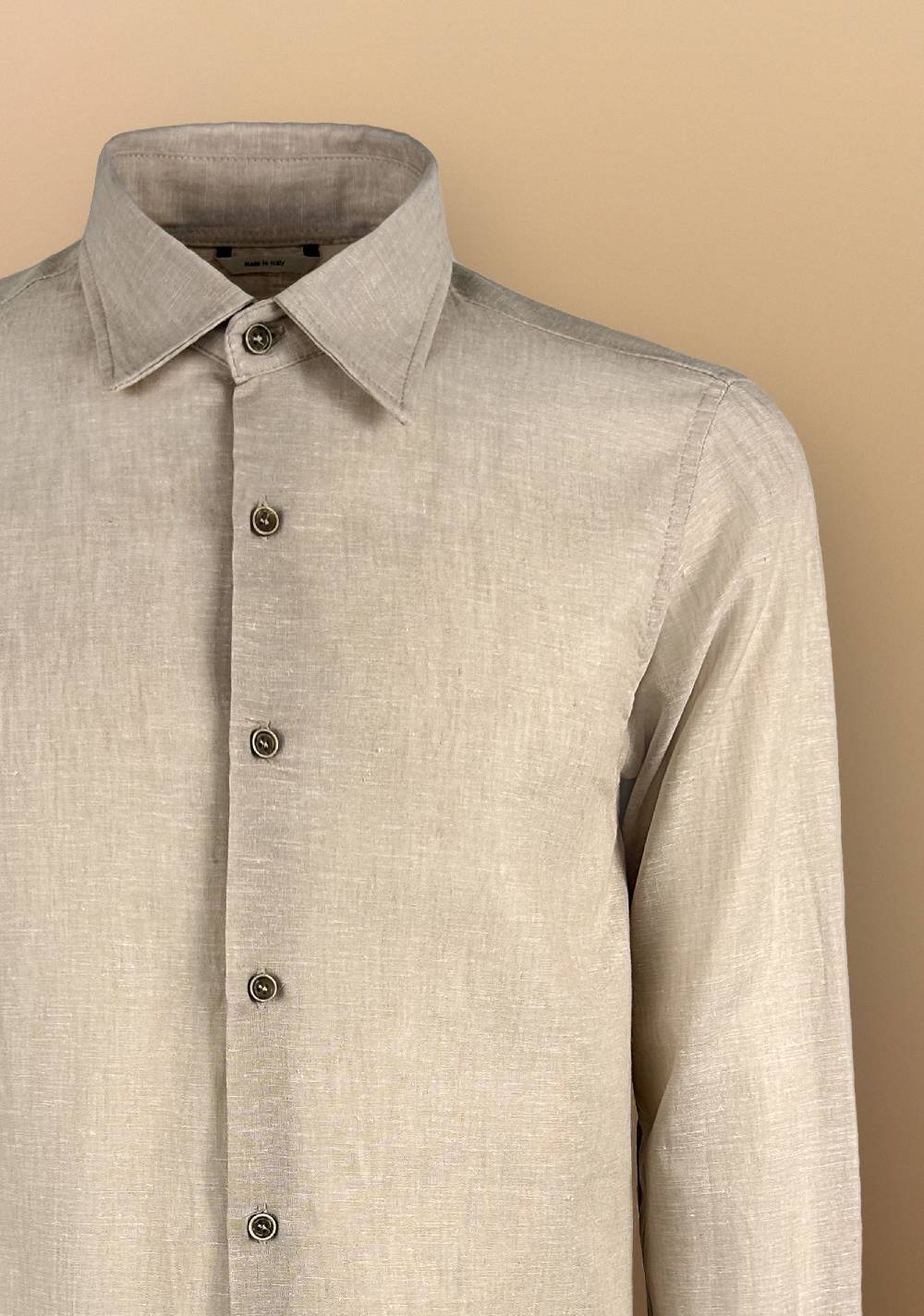 Primo Emporio Camicia Lino Manica Lunga Collo francese Spedizione gratuita