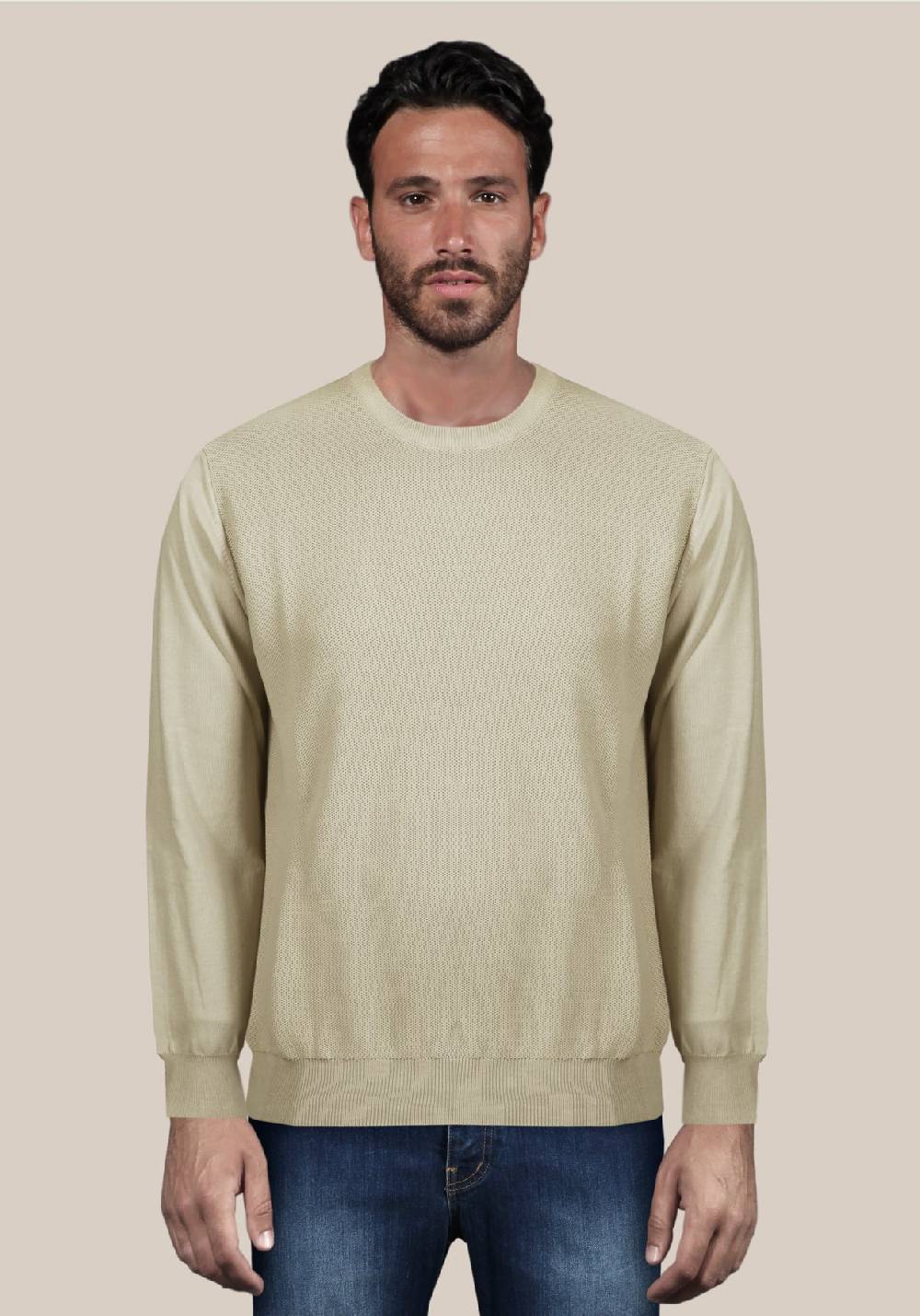 Primo Emporio Maglia giro collo tessitura punto riso Offerta natalizia