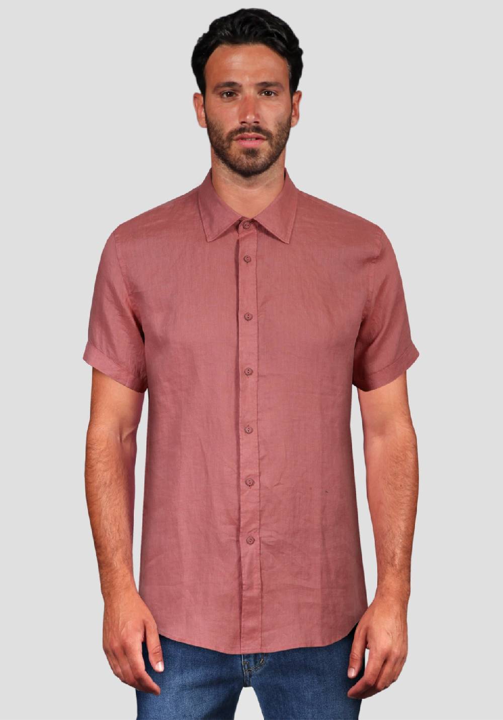 Primo Emporio Camicia Lino Mezza Manica - Mattone Negozio