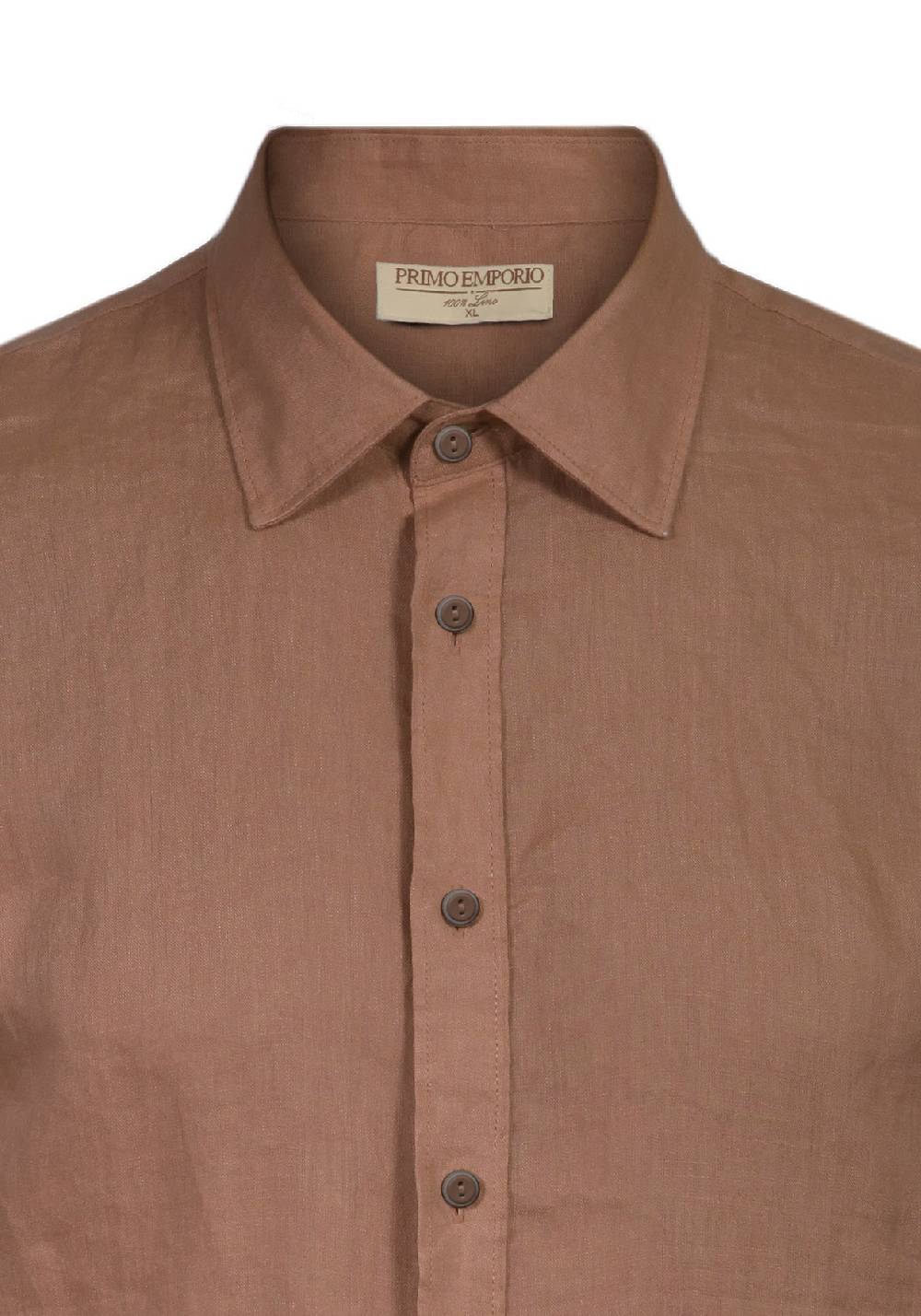 Primo Emporio Camicia Lino Mezza Manica - Tabacco In Saldo
