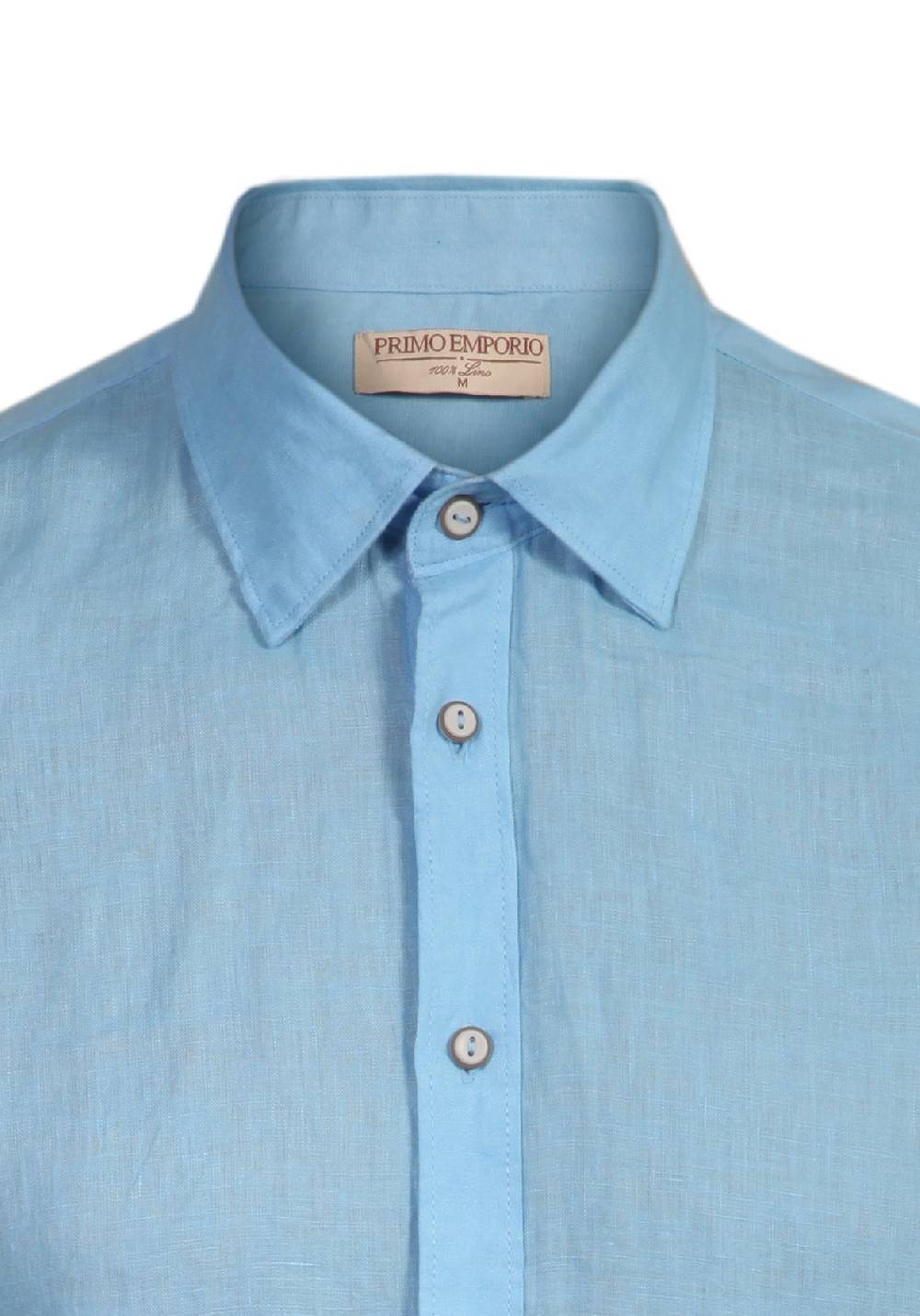 Primo Emporio Camicia Lino Mezza Manica - Turchese Nuova