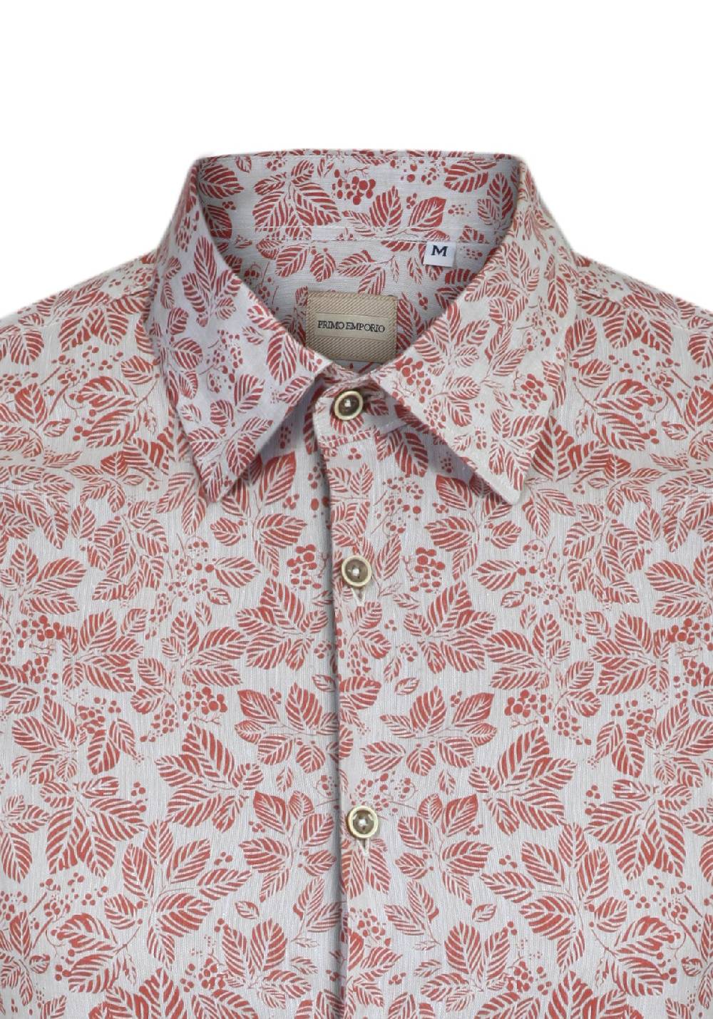 Primo Emporio Camicia manica lunga collo Francese Stampa foglie Moda