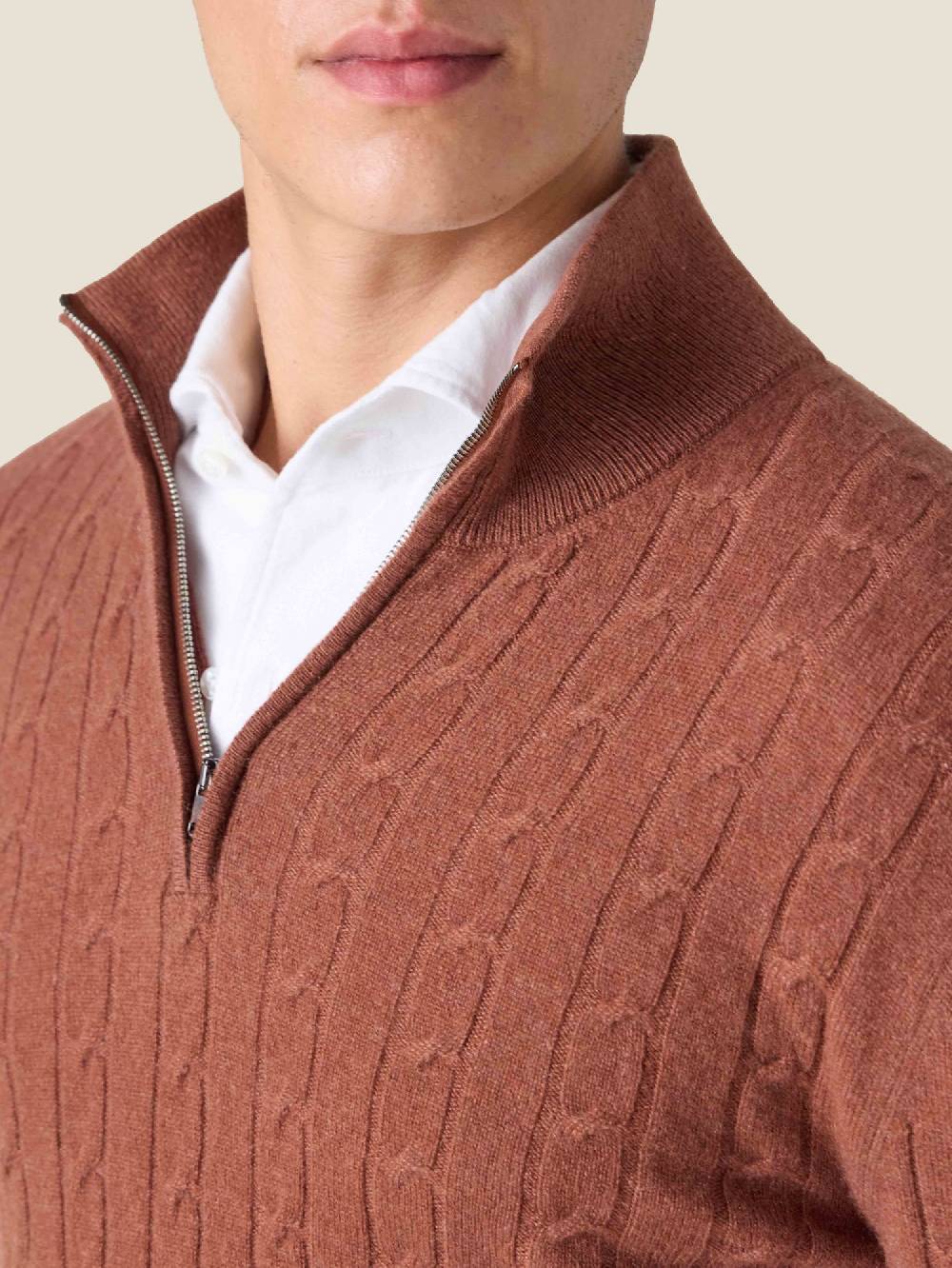 Luca Faloni Cable Knit Zip-up2-Ply Cashmere Vendita Calda