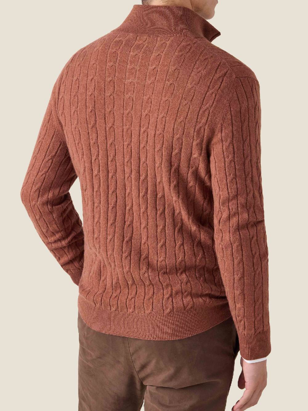 Luca Faloni Cable Knit Zip-up2-Ply Cashmere Vendita Calda