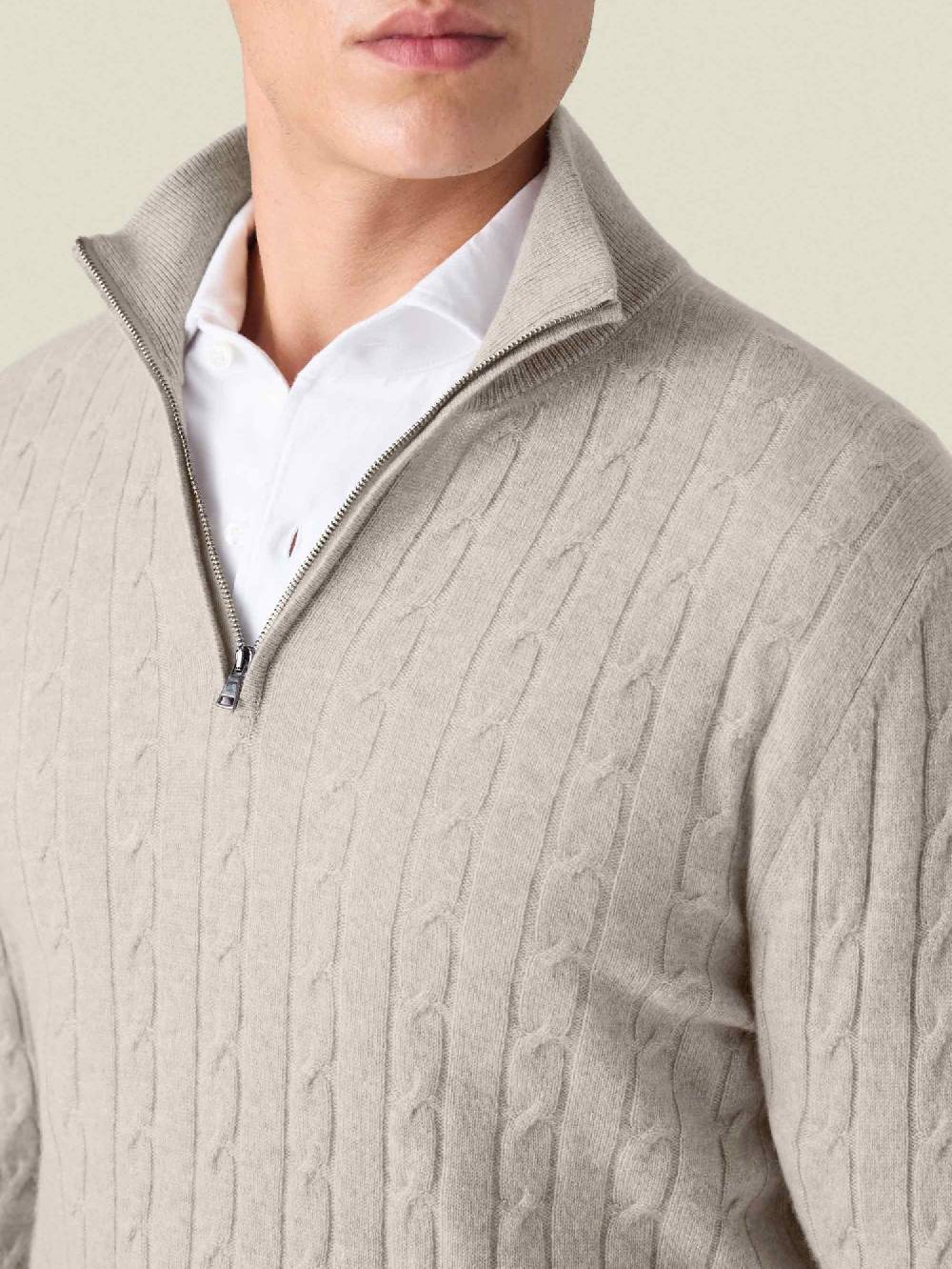 Luca Faloni Cable Knit Zip-up2-Ply Cashmere Saldi Di Fabbrica