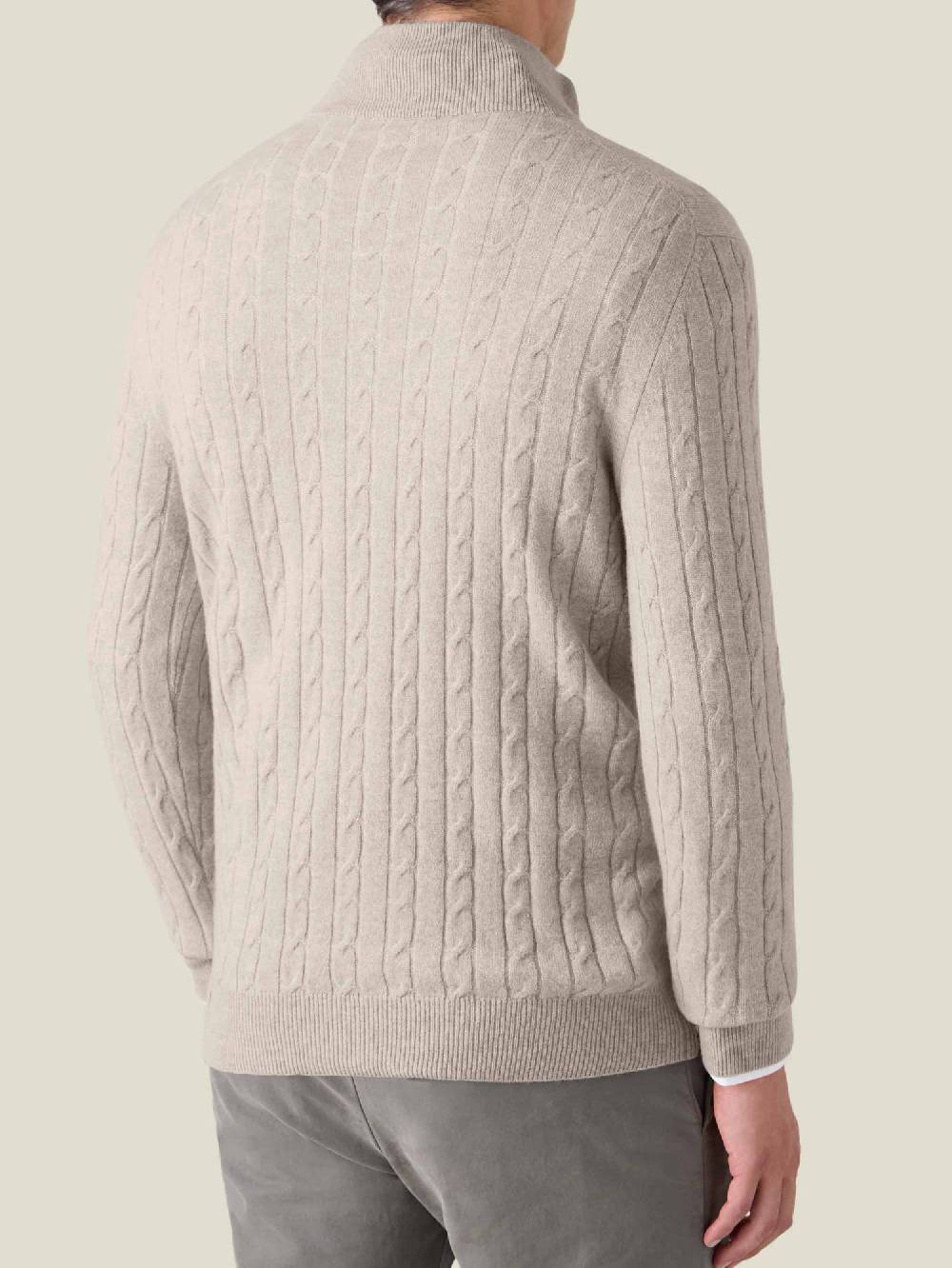 Luca Faloni Cable Knit Zip-up2-Ply Cashmere Saldi Di Fabbrica