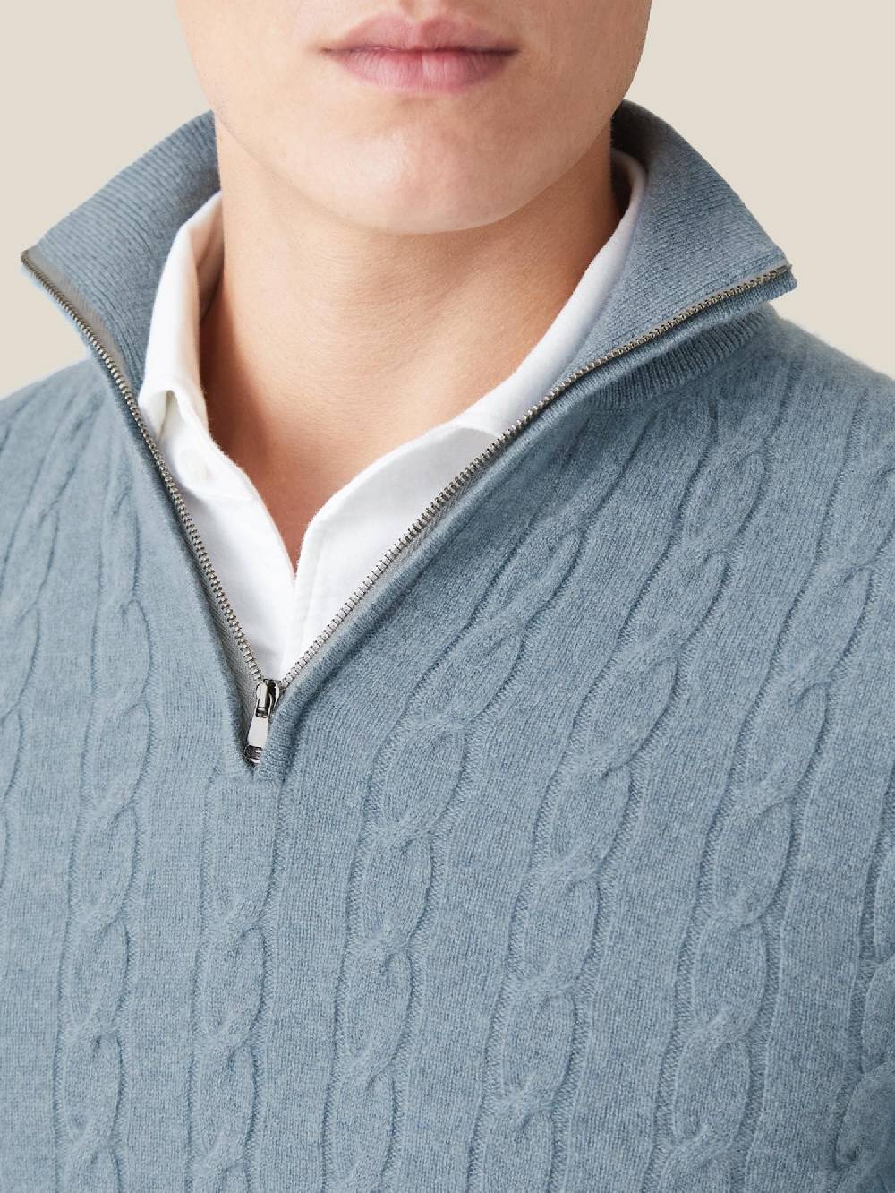 Luca Faloni maglia mezzocollo a trecce con zipcashmere a 2 fili Negozio