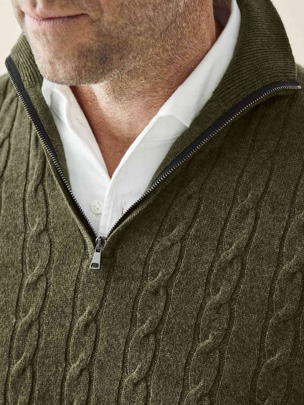Luca Faloni maglia mezzocollo a trecce con zipcashmere a 2 fili Nuova