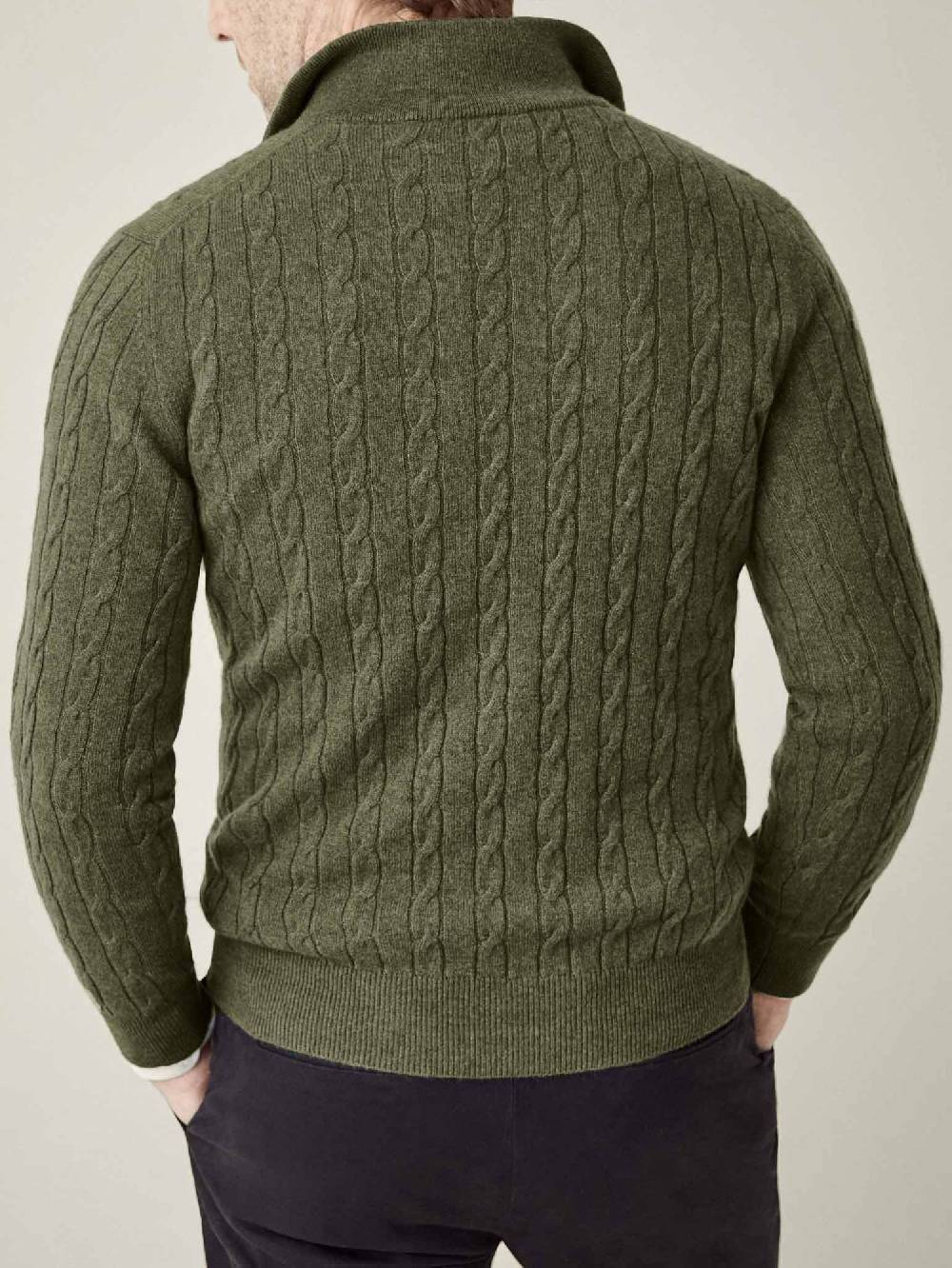 Luca Faloni maglia mezzocollo a trecce con zipcashmere a 2 fili Nuova