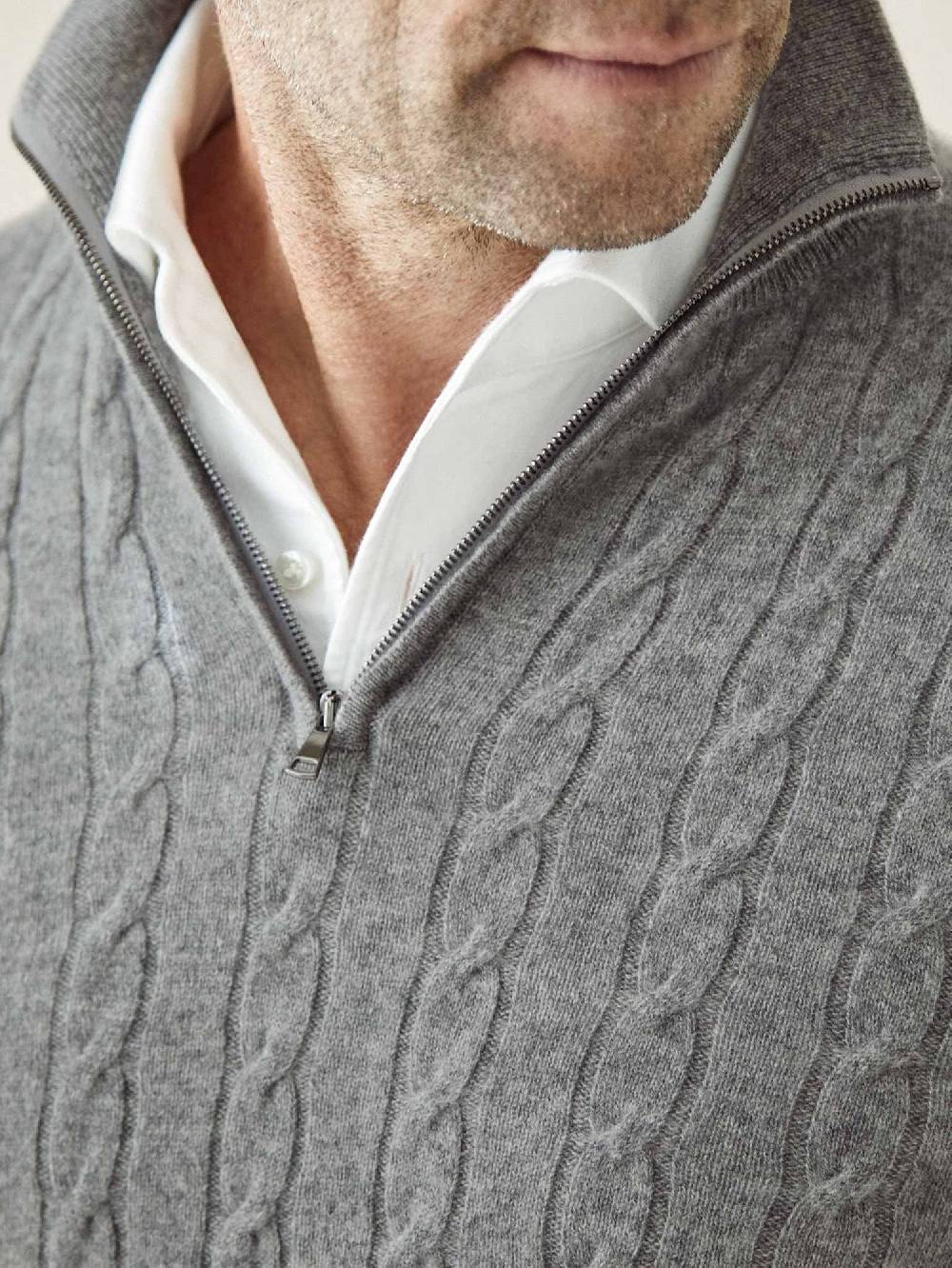 Luca Faloni maglia mezzocollo a trecce con zipcashmere a 2 fili Nuova