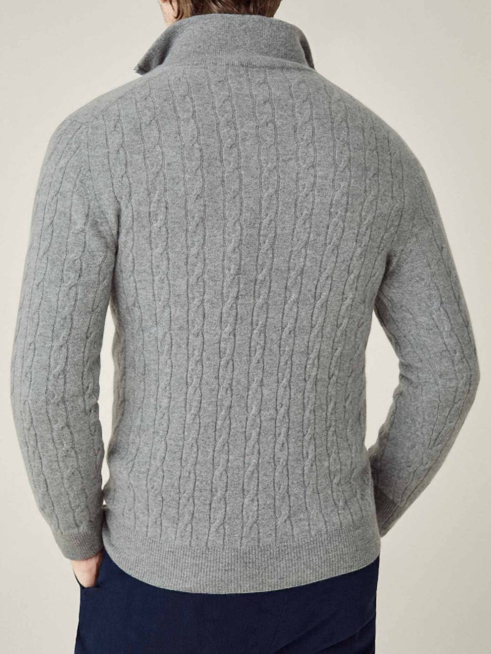 Luca Faloni maglia mezzocollo a trecce con zipcashmere a 2 fili Nuova