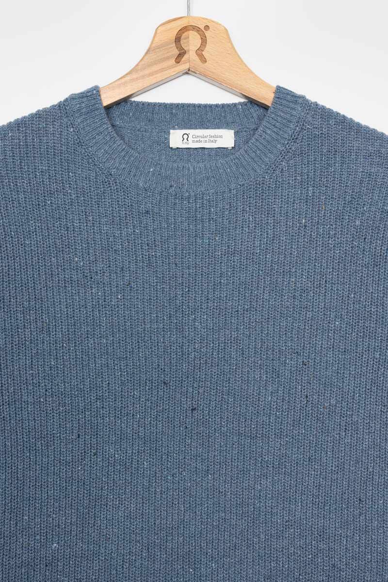 Rifò VITTORIO Maglia Girocollo Uomo Cotone Jeans Rigenerato Consegna Veloce