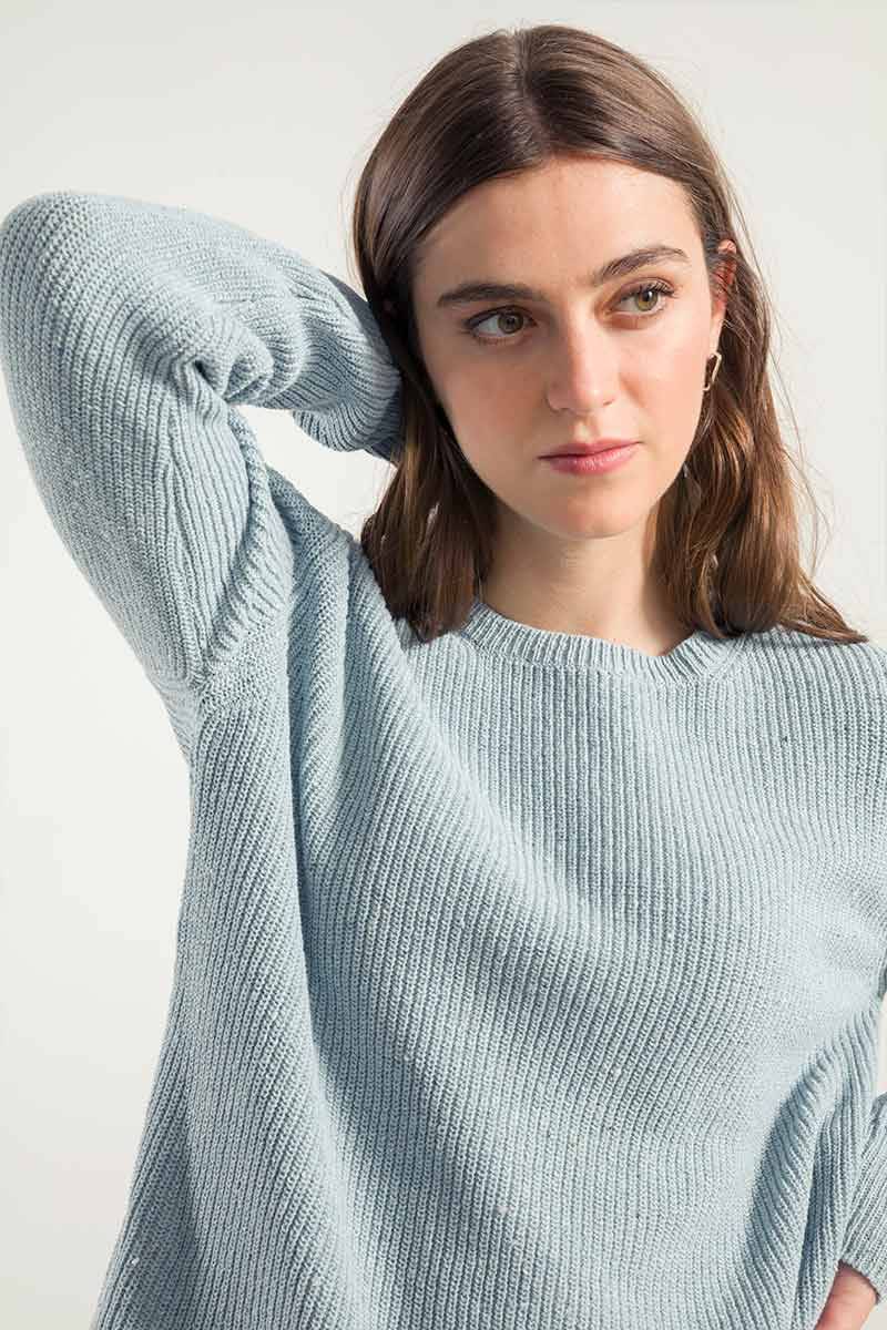 Rifò RACHELE Maglia Girocollo Donna Cotone Jeans Rigenerato In Vendita
