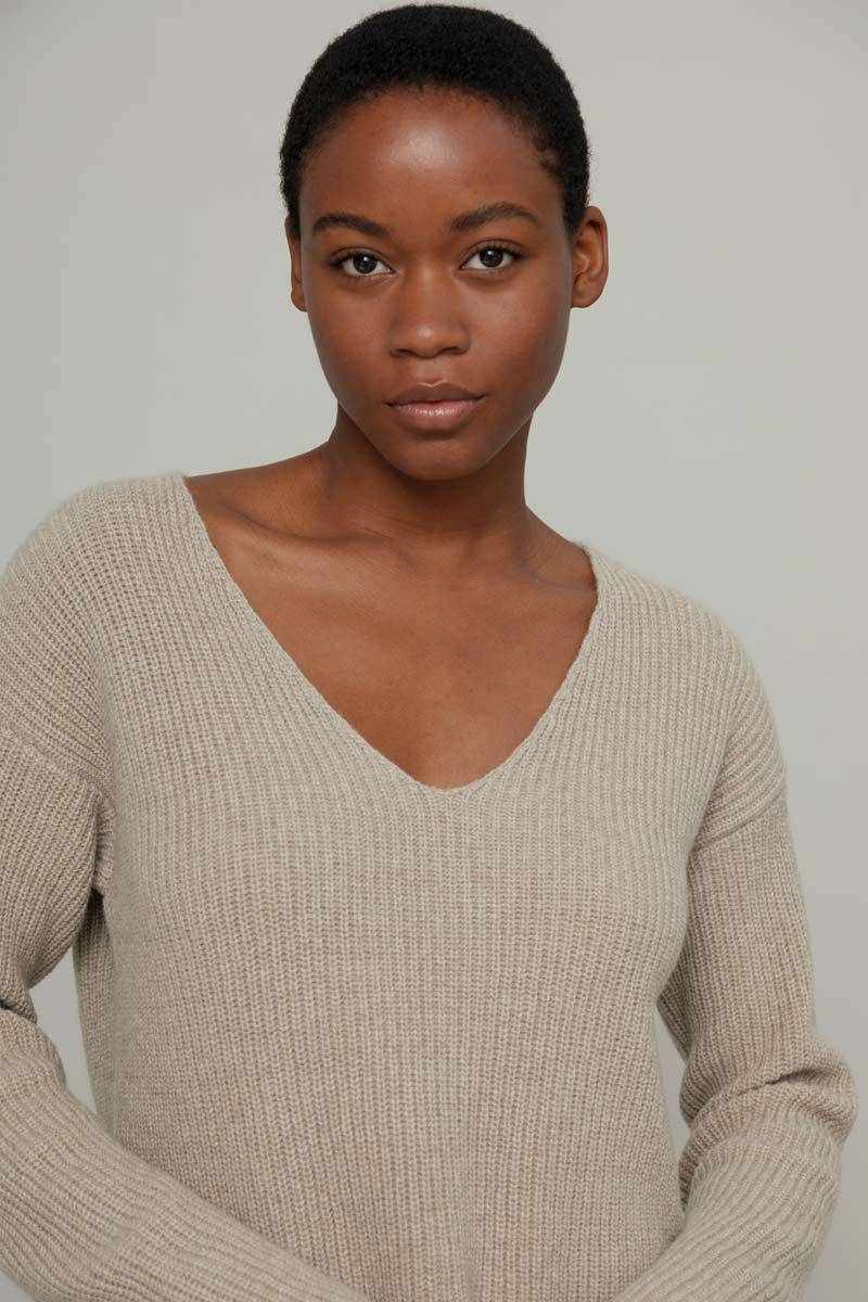 Rifò ESTER Maglia Scollo a V Donna Cashmere Offerta Giorno del Papà