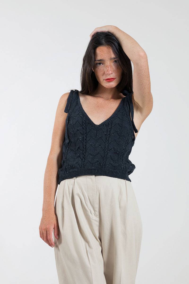 Rifò RENÉ Top Donna Cotone Jeans Rigenerato Fino al 55% di sconto