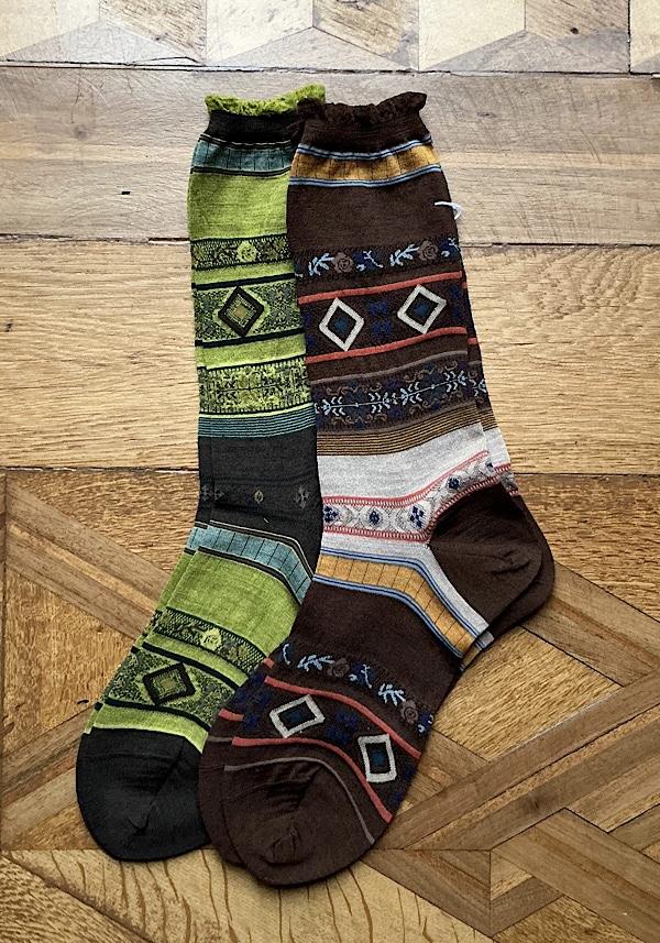 Rose & Lini ANTIPAST WOOL “TYROLEAN STRIPE” AM-626B SOCKS LIGHT GREEN Negozio online di fabbrica