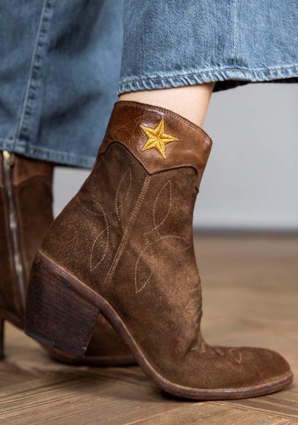 Rose & Lini FAUZIAN JEUNESSE “BOOT 3804” CORK SUEDE TEXAN ANKLE BOOTS Sconti VIP