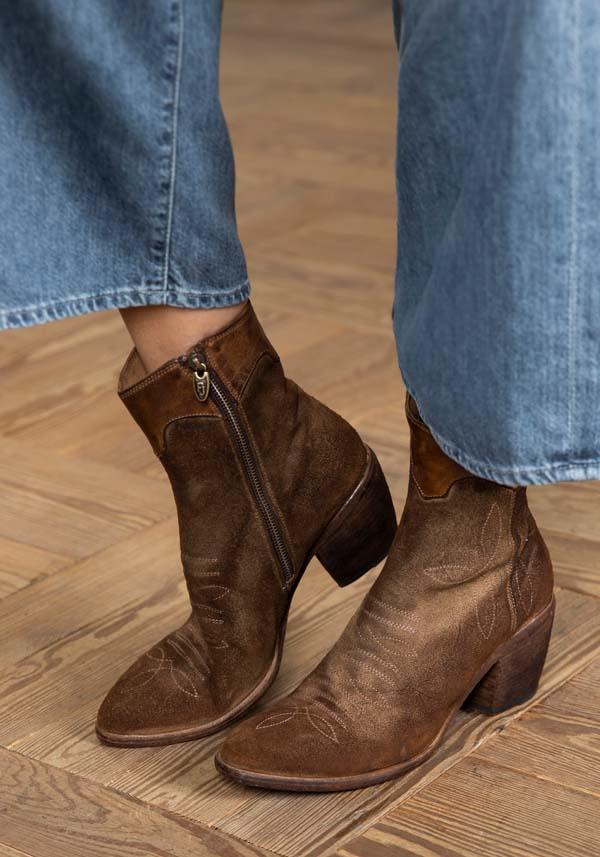 Rose & Lini FAUZIAN JEUNESSE “BOOT 3804” CORK SUEDE TEXAN ANKLE BOOTS Sconti VIP
