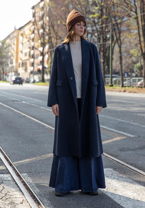 Rose & Lini BOBOUTIC WOOL NAVY LONG COAT “4778” In Linea