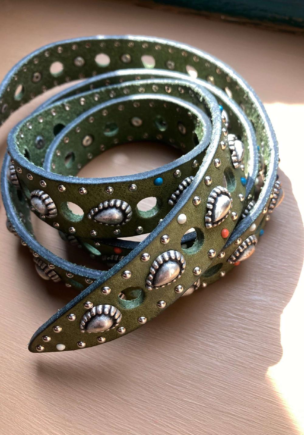 Rose & Lini NANNI MILITARY STUDDED LEATHER “BELT 336” Vendita