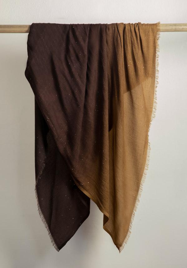 Rose & Lini FALIERO SARTI WOOL “RANIA” BROWN SEQUINED SHAWL Online