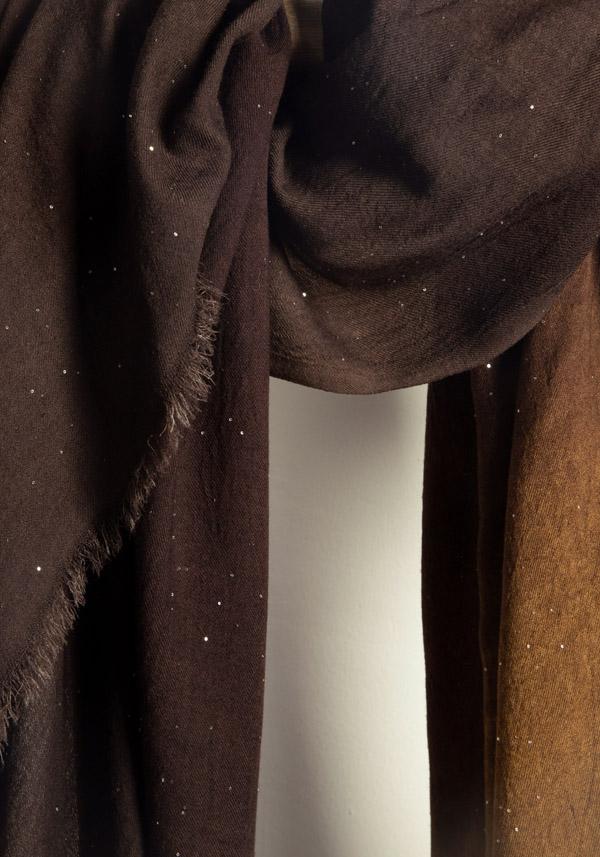Rose & Lini FALIERO SARTI WOOL “RANIA” BROWN SEQUINED SHAWL Online