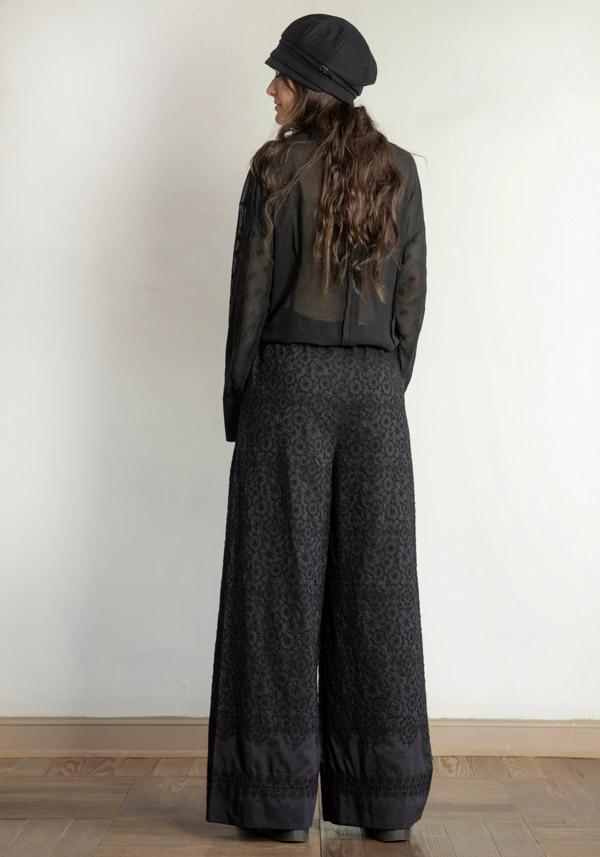 Rose & Lini ANTIPAST COTTON & SILK EMBROIDERED “TROUSERS EP210” BLACK Economico