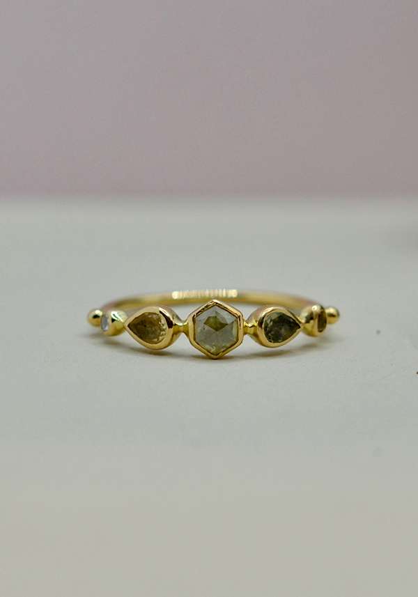 Rose & Lini DORETTE TOURMALINE & DIAMONDS “BAGUE SIMPLE” GOLD RING Sconti VIP