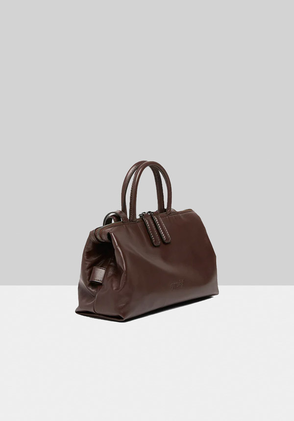 Rose & Lini MARSÈLL “MINI ORIZZONTE” MORO BROWN LEATHER BAG Offerta Anniversario