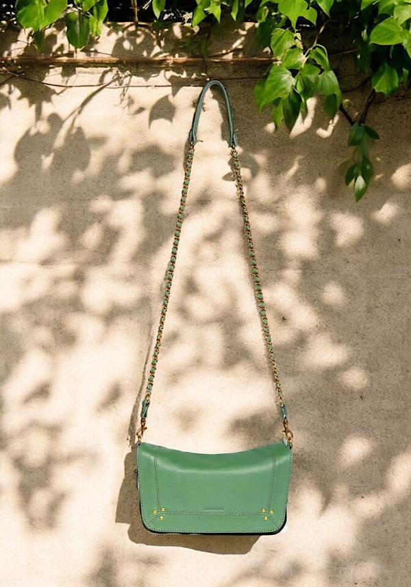 Rose & Lini JÉRÔME DREYFUSS “BOBI S” CELADON GREEN LEATHER BAG Smaltimento dello stoccaggio