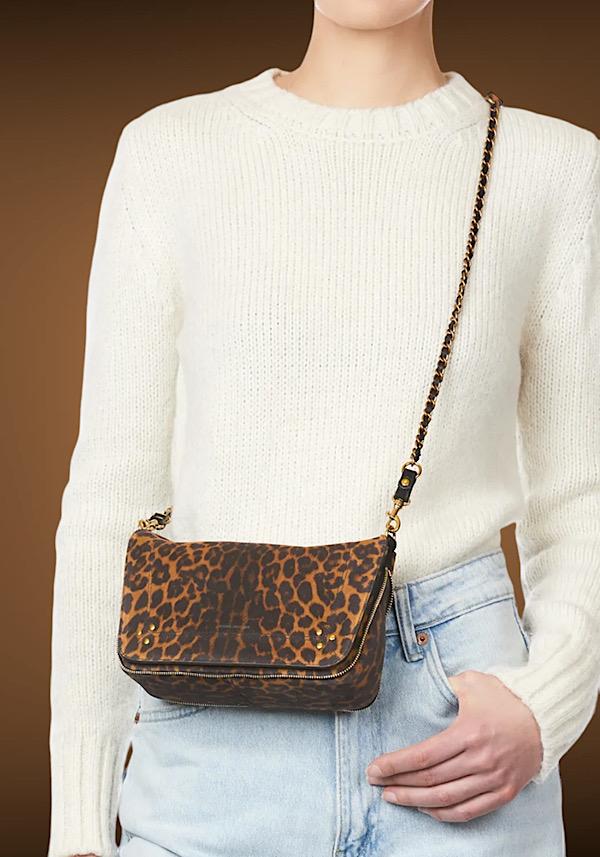 Rose & Lini JÉRÔME DREYFUSS “BOBI S” LEOPARD SUEDE LEATHER BAG Offerta migliore