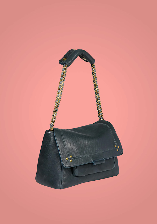 Rose & Lini JÉRÔME DREYFUSS “LULU M” BUBBLE PETROL LEATHER BAG Offerta temporanea