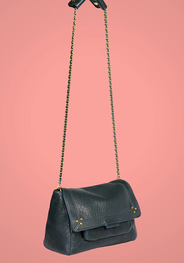 Rose & Lini JÉRÔME DREYFUSS “LULU M” BUBBLE PETROL LEATHER BAG Offerta temporanea