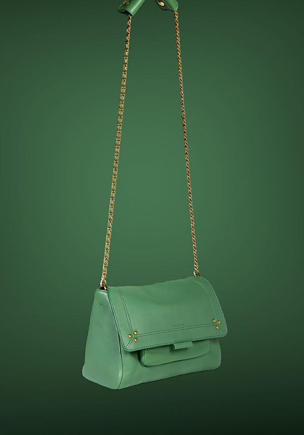 Rose & Lini JÉRÔME DREYFUSS “LULU M” CELADON GREEN LEATHER BAG Offerte esclusive