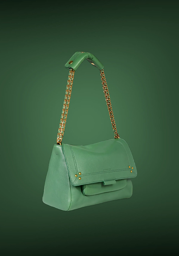 Rose & Lini JÉRÔME DREYFUSS “LULU M” CELADON GREEN LEATHER BAG Offerte esclusive