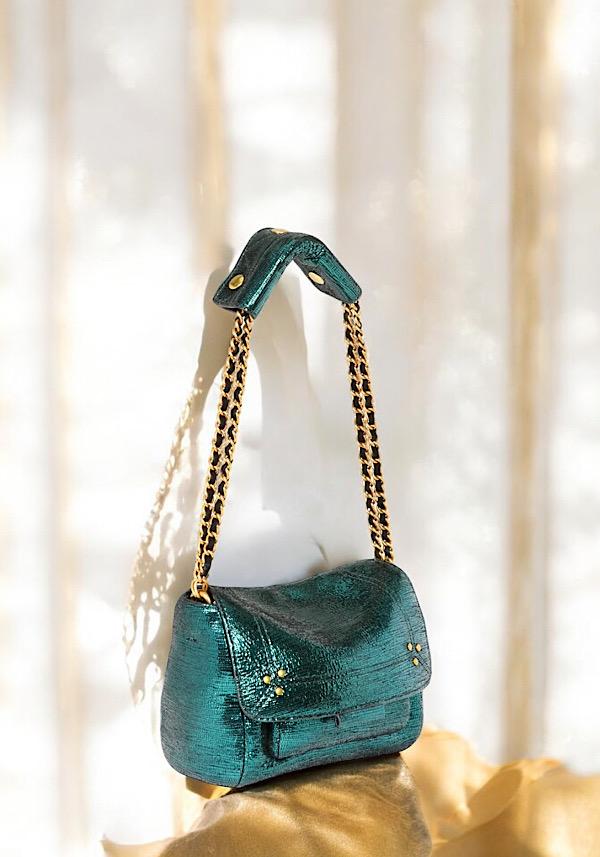 Rose & Lini JÉRÔME DREYFUSS “LULU S” LAMÈ GREEN BAG Grandi sconti