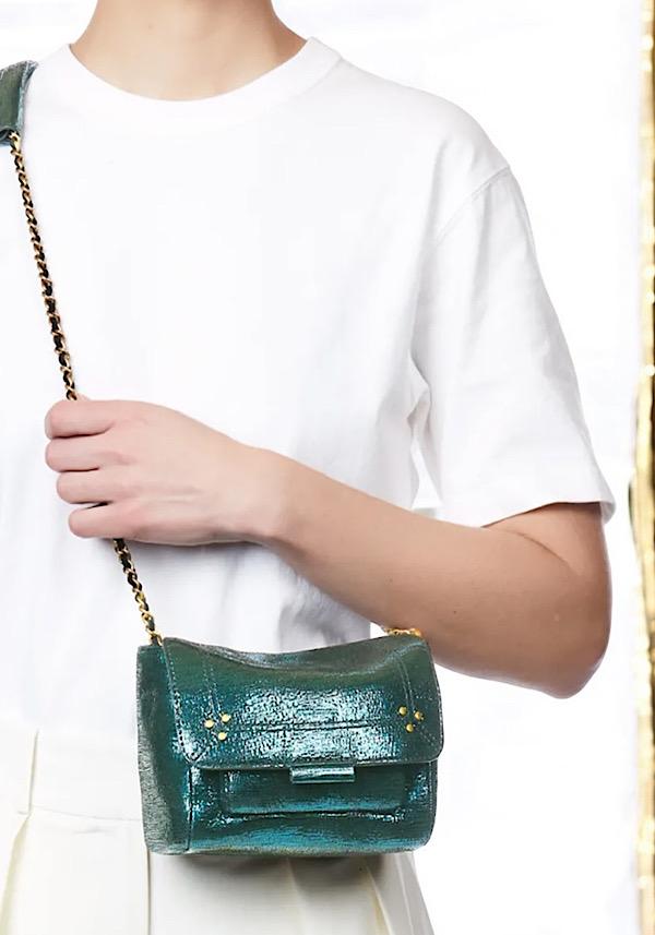Rose & Lini JÉRÔME DREYFUSS “LULU S” LAMÈ GREEN BAG Grandi sconti