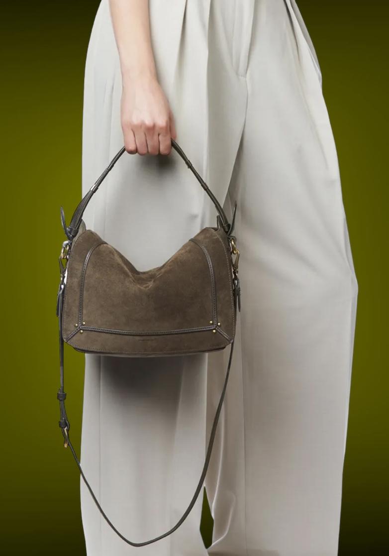 Rose & Lini JÉRÔME DREYFUSS “PEPITO M” SAVANE SUEDE LEATHER BAG Liquidazione
