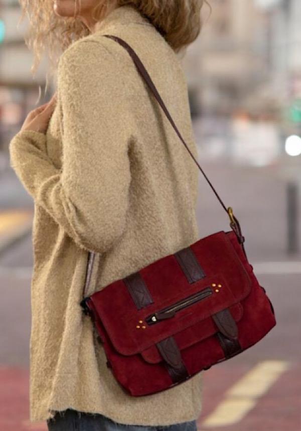 Rose & Lini JÉRÔME DREYFUSS “JOE S” BURGUNDY SHOULDER BAG Offerta settimanale
