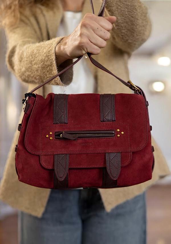 Rose & Lini JÉRÔME DREYFUSS “JOE S” BURGUNDY SHOULDER BAG Offerta settimanale