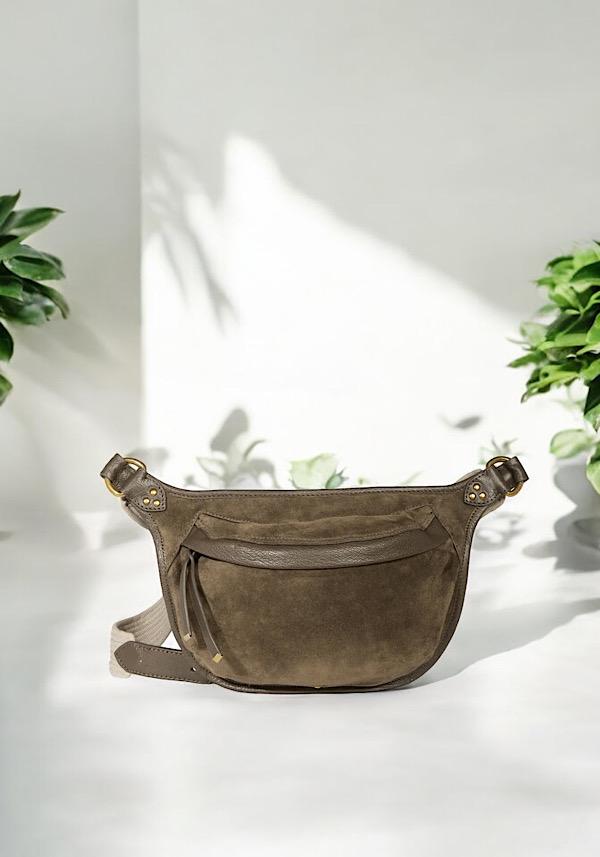 Rose & Lini JÉRÔME DREYFUSS “STAN BANANE” SAVANE SUEDE LEATHER BAG Nuovo