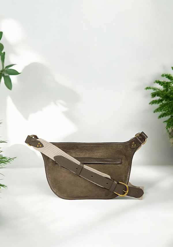 Rose & Lini JÉRÔME DREYFUSS “STAN BANANE” SAVANE SUEDE LEATHER BAG Nuovo